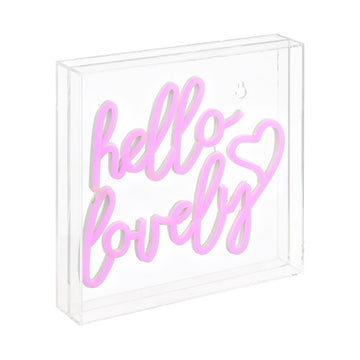 Hello Lovely Square Contemporary Glam Acrylic Box USB Operated LED Neon Light - JONATHAN Y